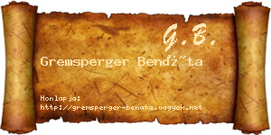 Gremsperger Benáta névjegykártya